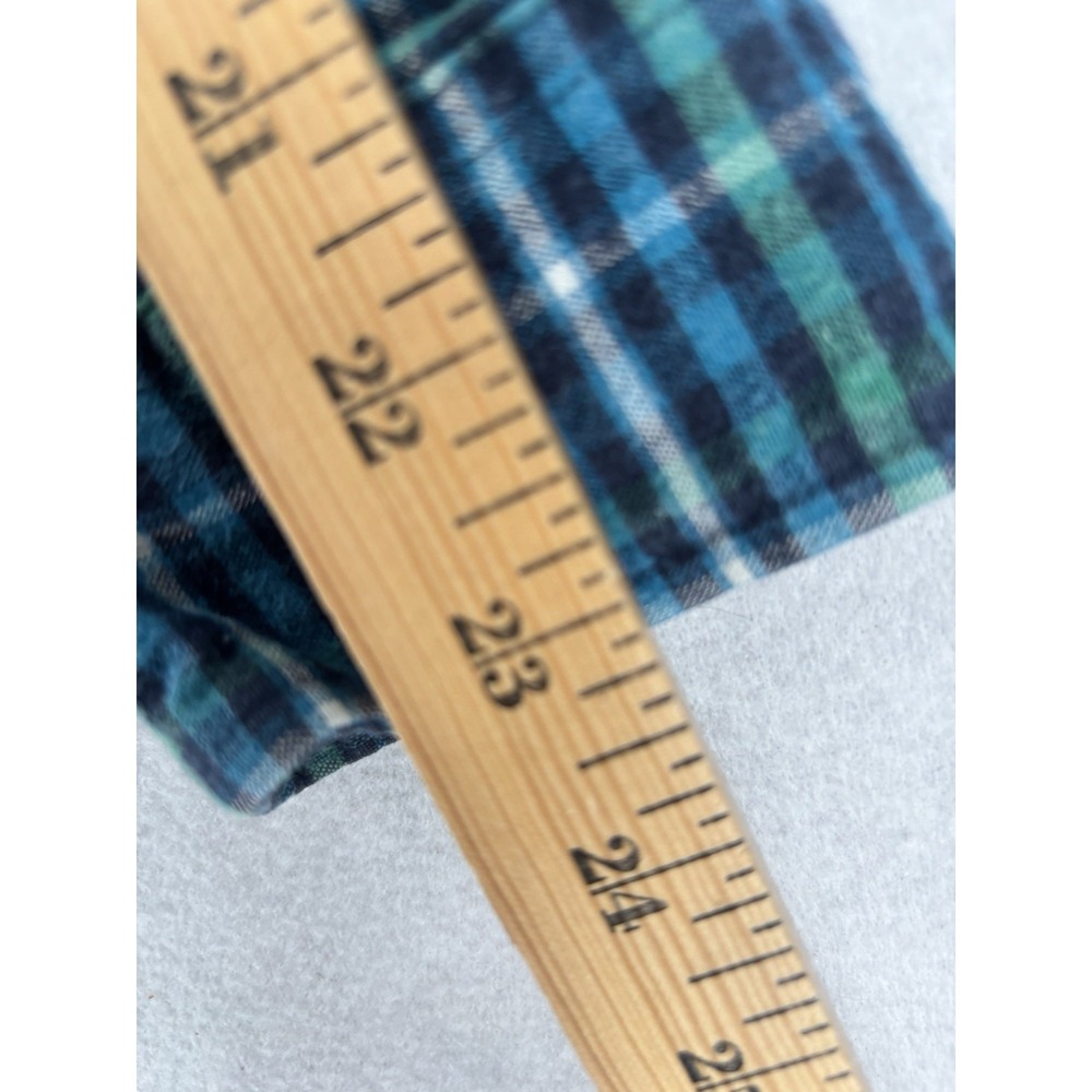 LL Bean Button Up Green Plaid Flannel Shirt Mens M Slightly Fitted Outdoor - Picture 4 of 8
